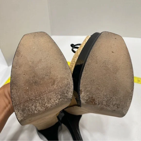 FENDI authentic platform rafia and black patent high heel sling back 37.5 - Picture 6 of 12